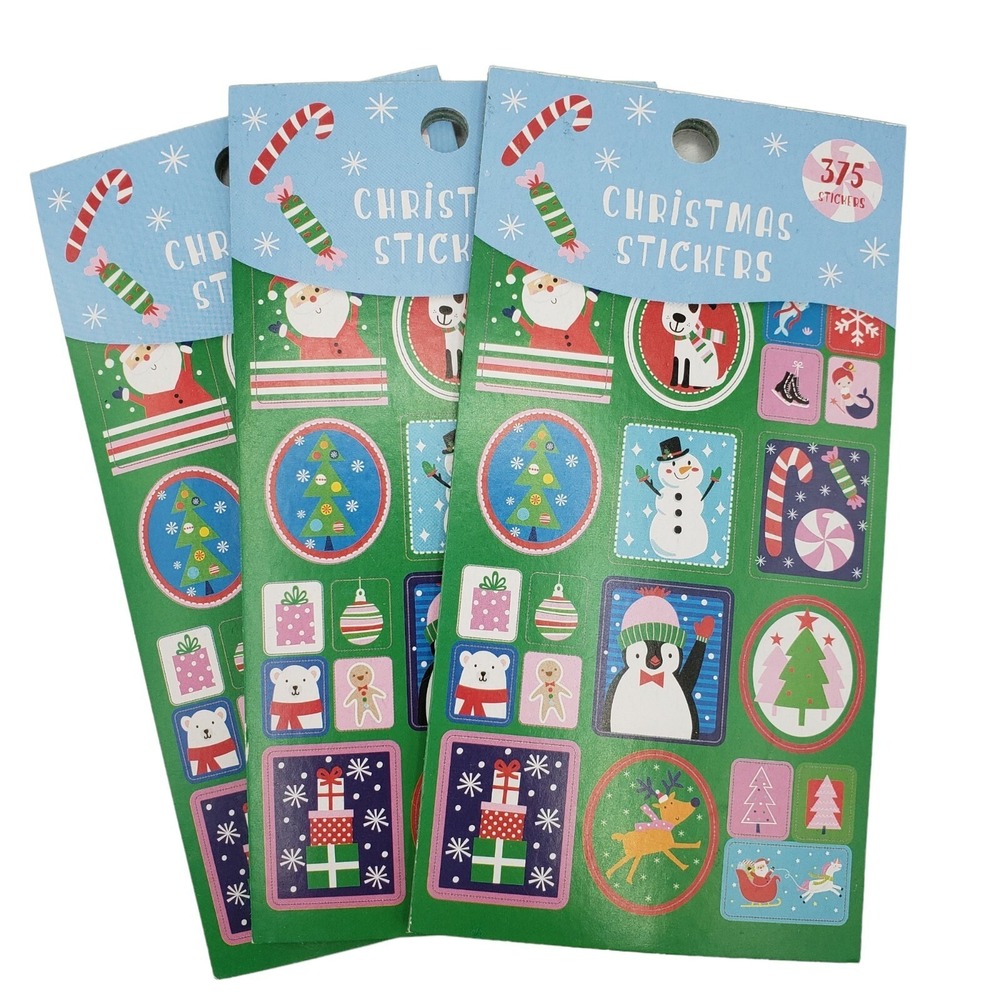PaperCraft CHRISTMAS STICKERS Books REINDEER DOG MERMAID SANTA NEW Lot of 3
